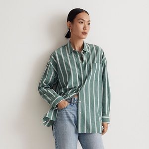 Madewell Signature Striped Poplin Oversized Shirt